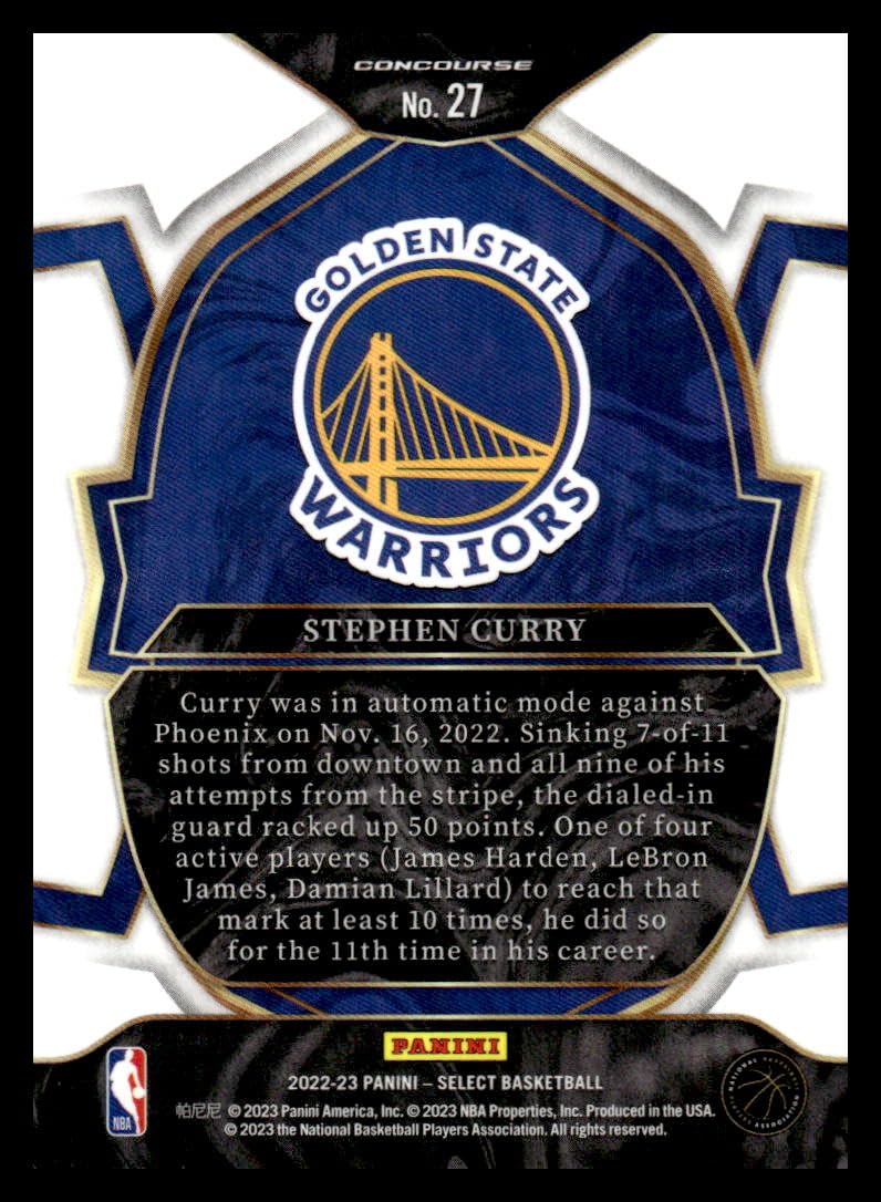 Amazon.com: 2022-23 Panini Select Blue #27 Stephen Curry Concourse